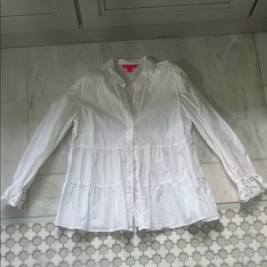 Lilly Pulitzer White Eyelet - Accent Tiered Blouse